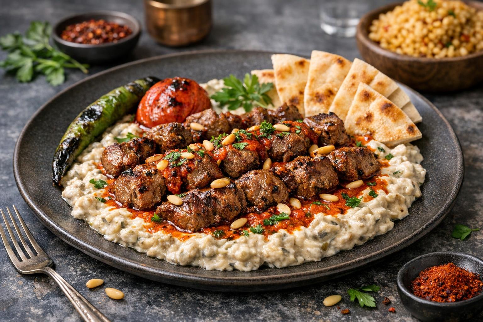 Alinazik Kebab - Turkish Eggplant and Lamb Kebab