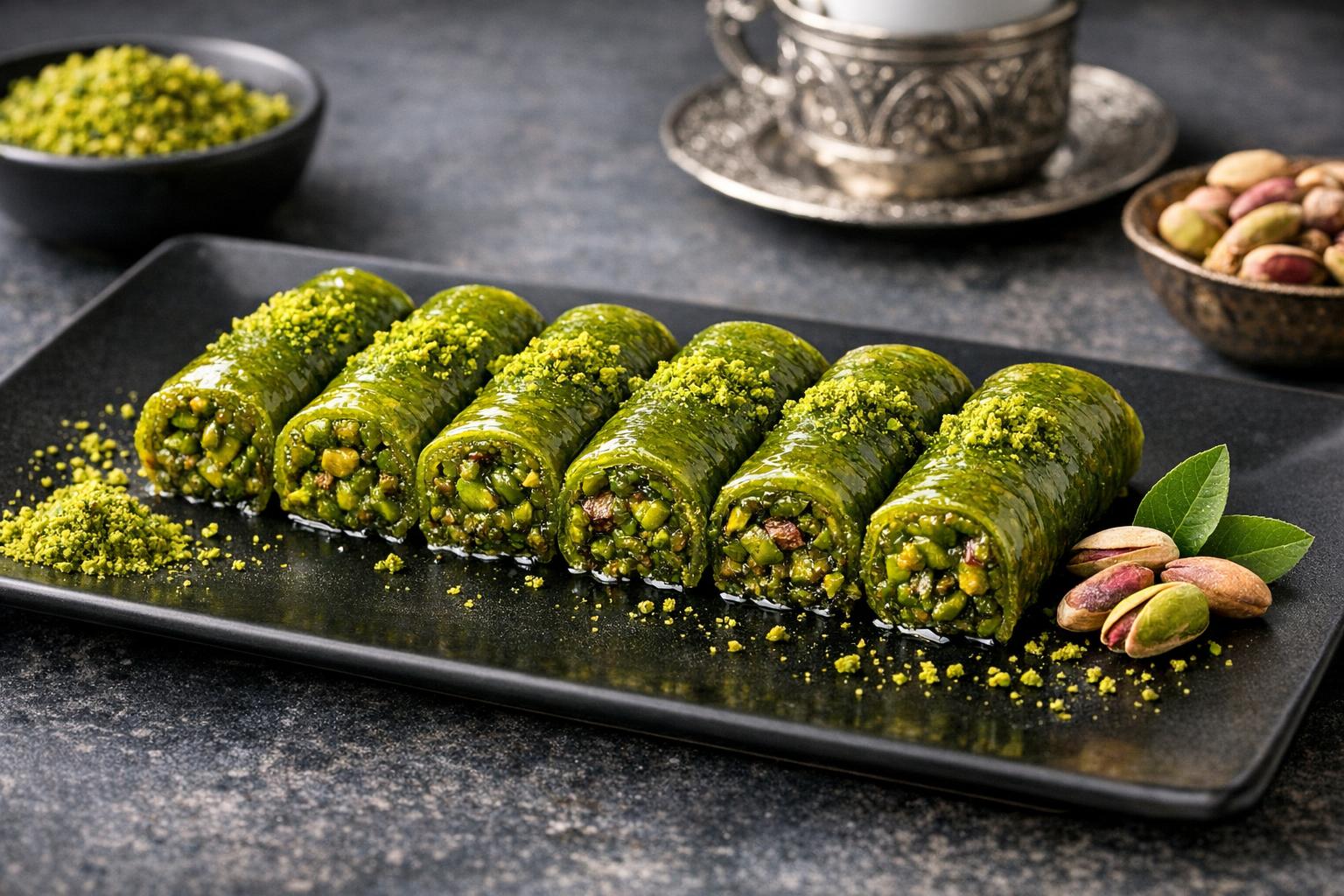 Pistachio Wrapped Baklava