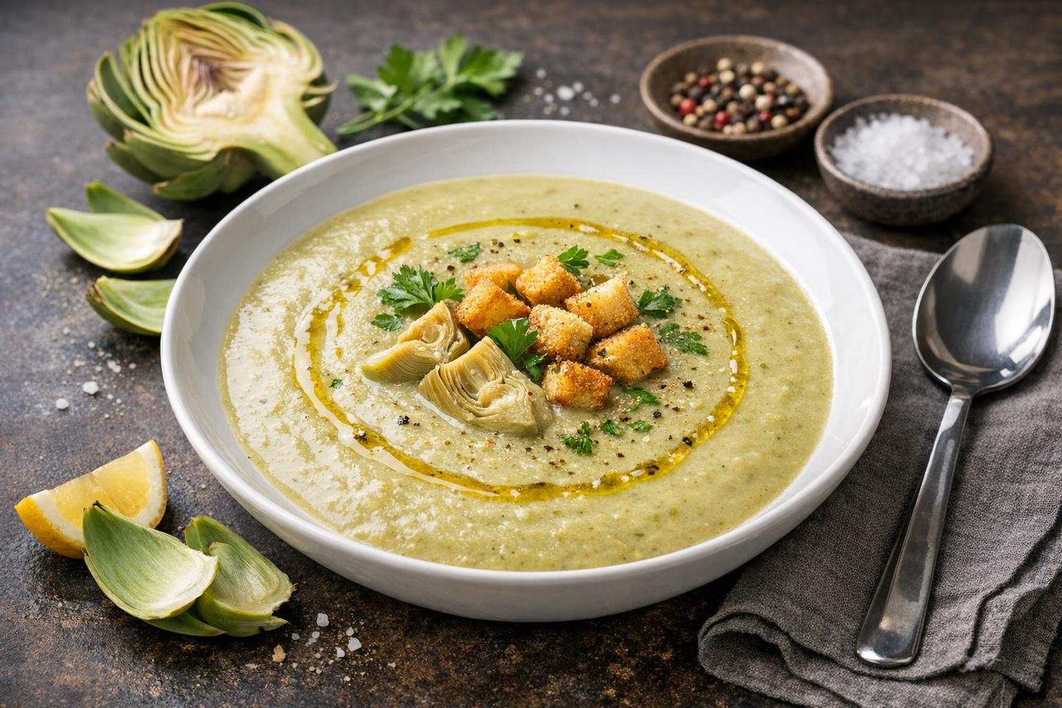 Turkish Artichoke Soup with Lemon