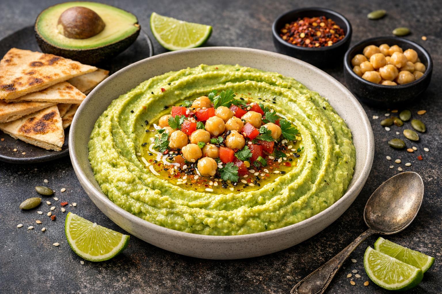 Cremiger Avocado-Hummus - Türkische Kichererbsencreme mit Avocado