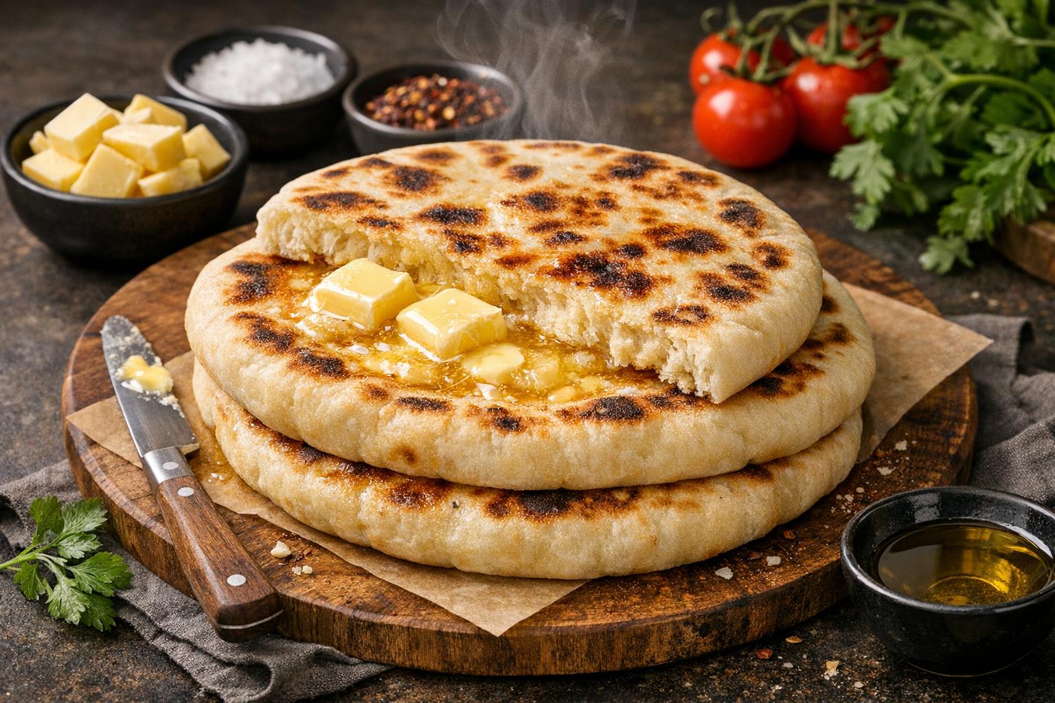 Turkish Bazlama Flatbread with Butter