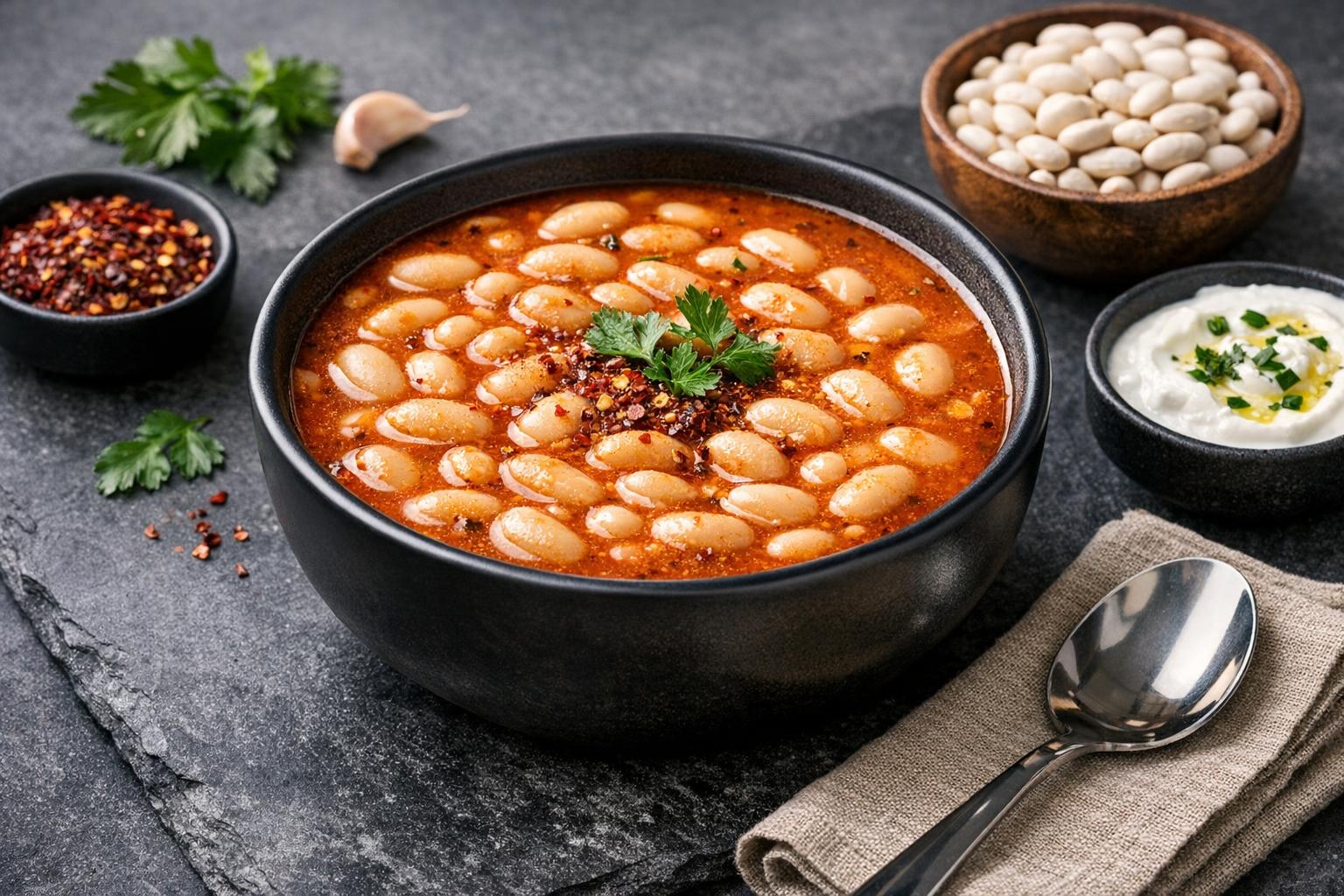 Turkish Black Bean Soup with Vegetables and Spices