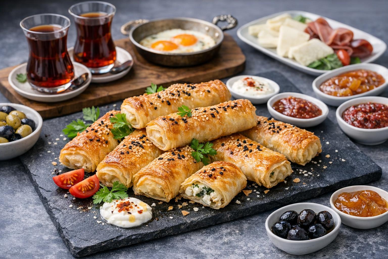 Börek Kahvaltı - Türkisches Frühstücksgebäck mit Käse