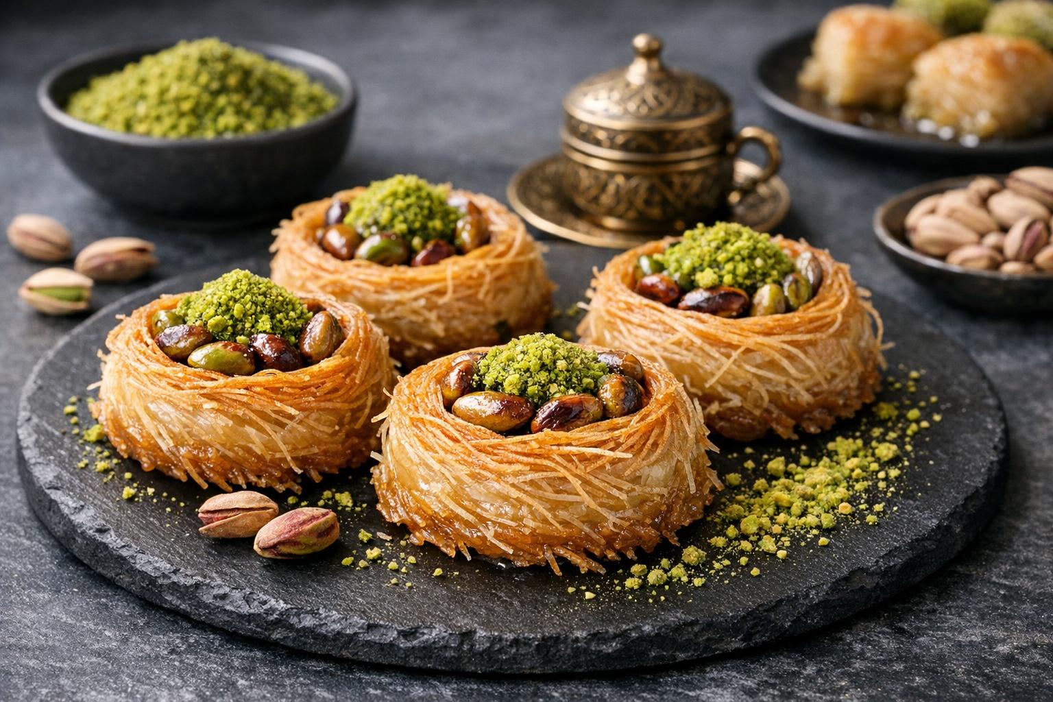 Turkish Bulbul's Nest Baklava with Pistachios