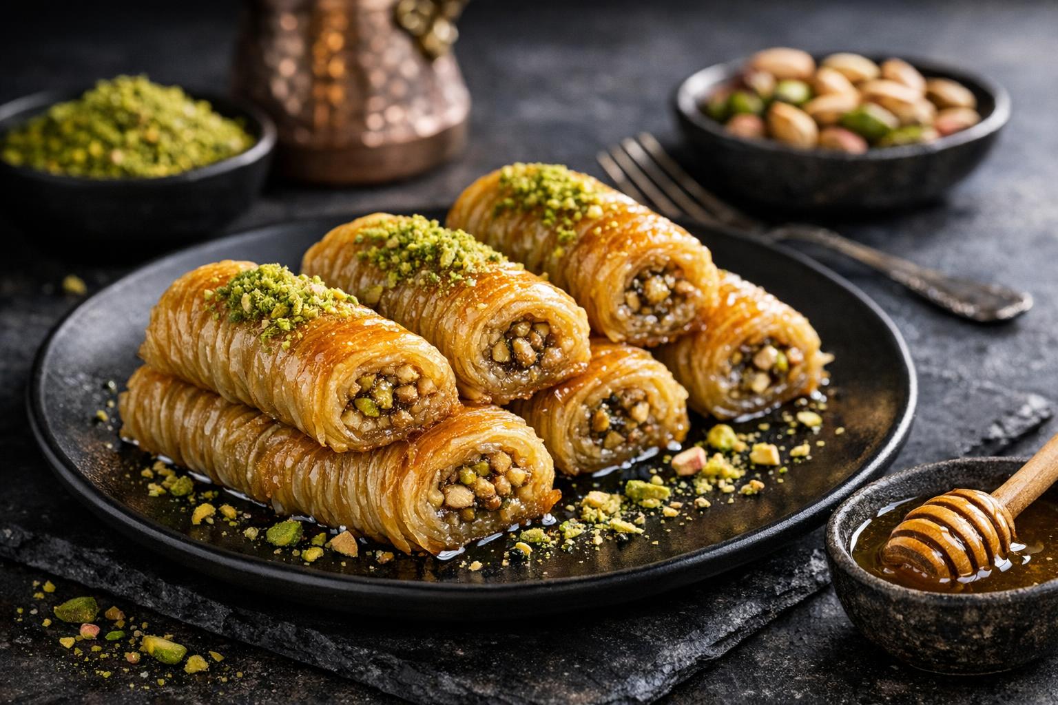 Burma Baklava - Twisted Turkish Phyllo Pastry with Nuts and Syrup