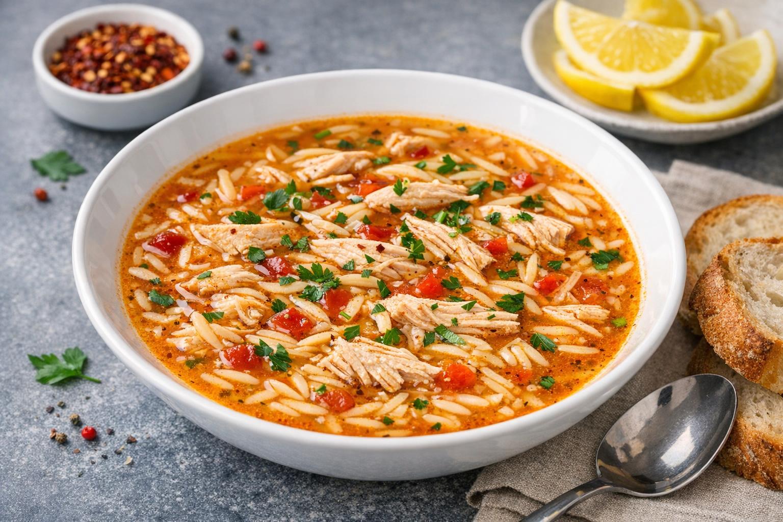 Turkish Chicken Noodle Soup with Vegetables