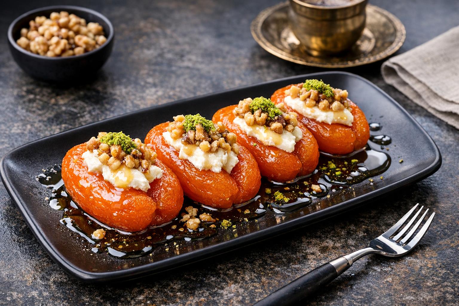 Türkisches Aprikosen-Dessert mit getrockneten Aprikosen