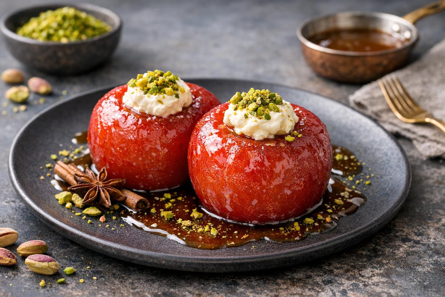 Turkish Baked Apple Dessert with Cinnamon and Walnuts