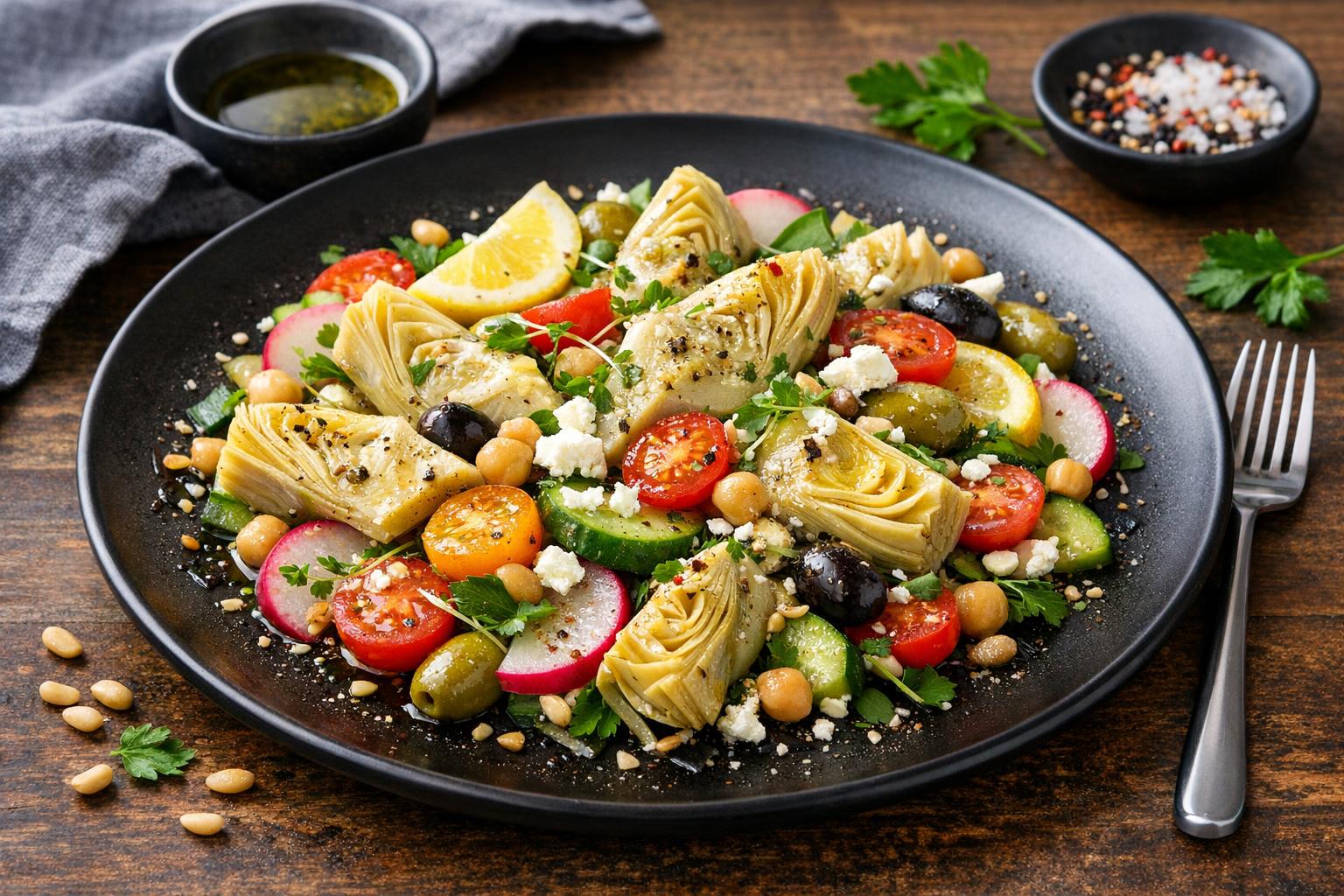 Enginar Salatası - Türkischer Artischockensalat mit Olivenöl