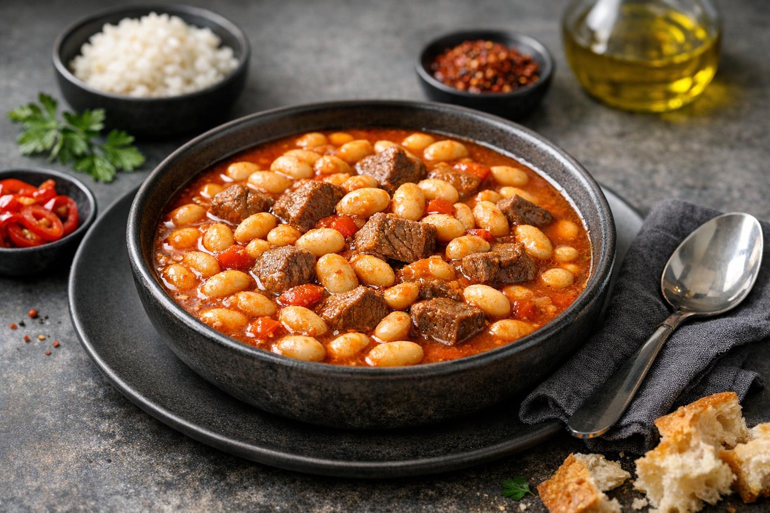 Türkische Weiße Bohnen mit Fleisch - Etli Kuru Fasulye