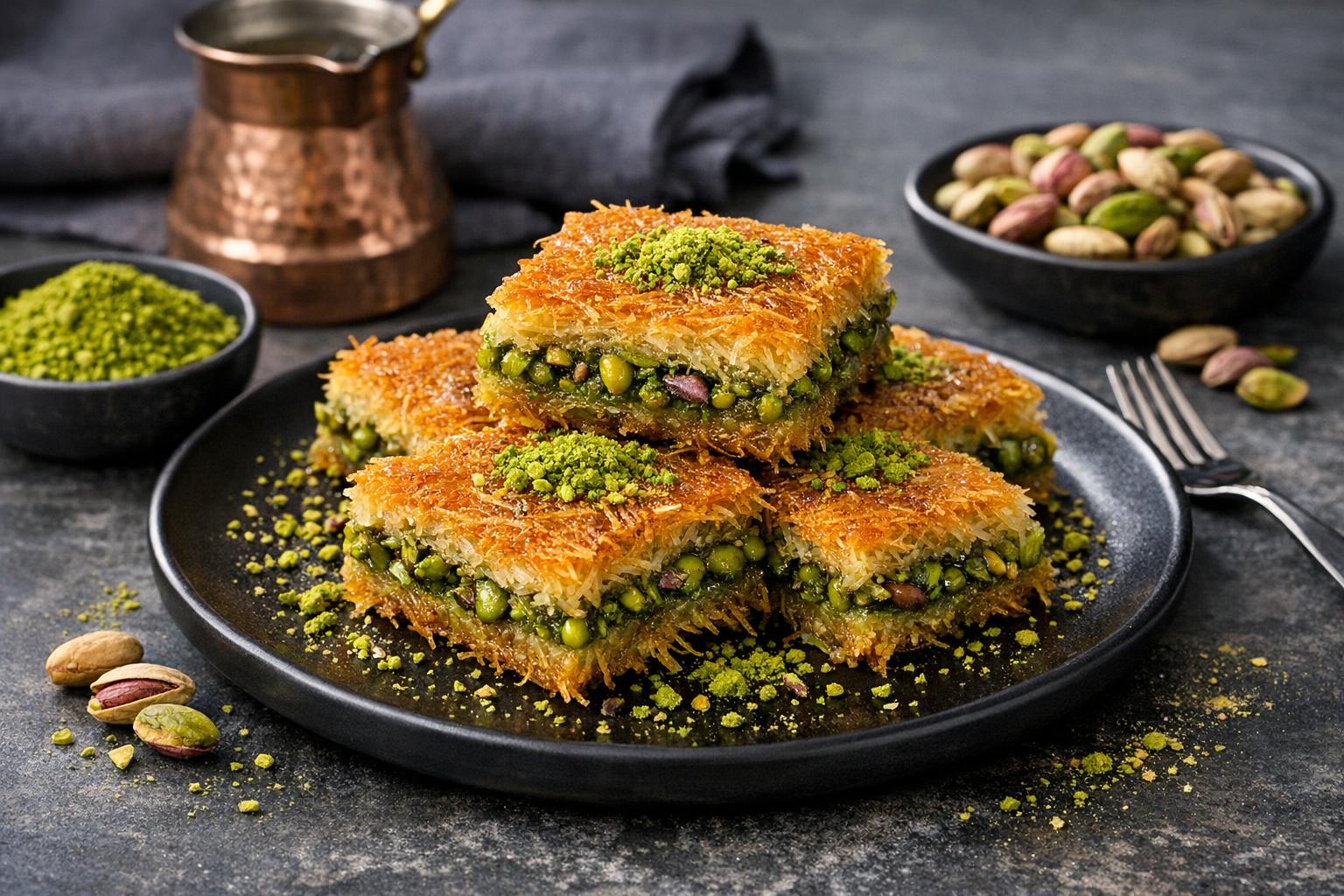 Turkish Pistachio Kadayif - Crispy Shredded Phyllo Dessert