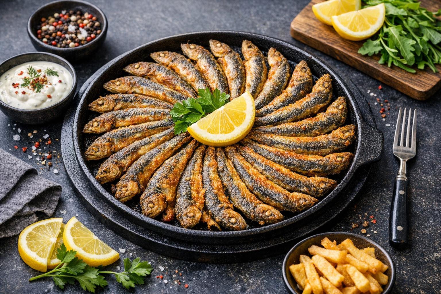 Gebratene Sardellen nach türkischer Art