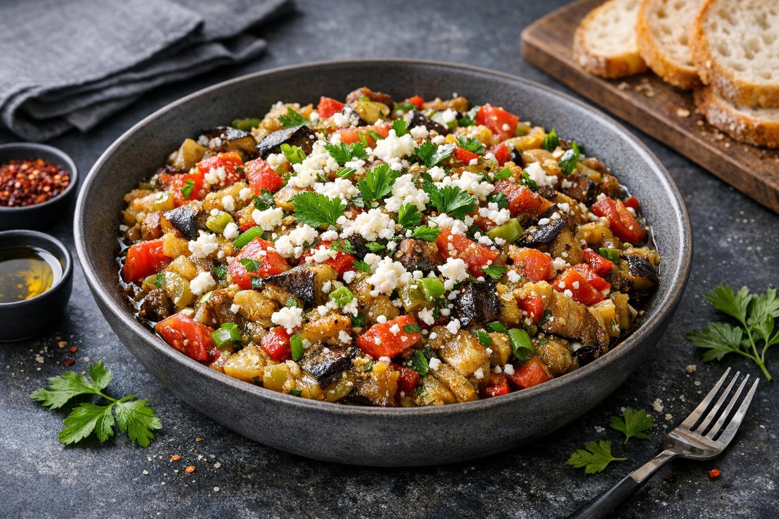 Turkish Green Salad with Fresh Herbs and Vegetables