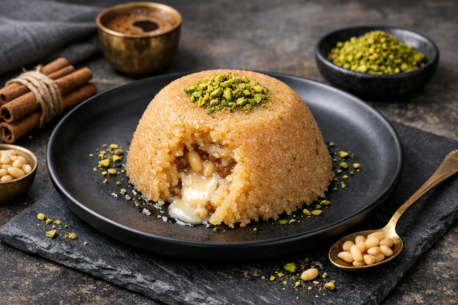 Turkish Semolina Halva with Pistachios