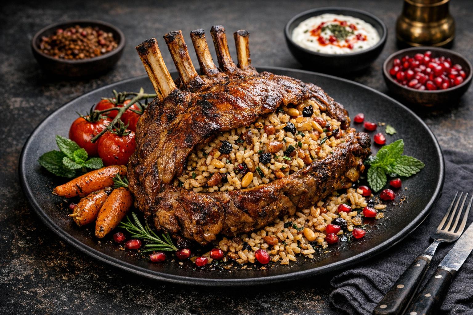 Turkish Stuffed Lamb Ribs with Rice and Herbs