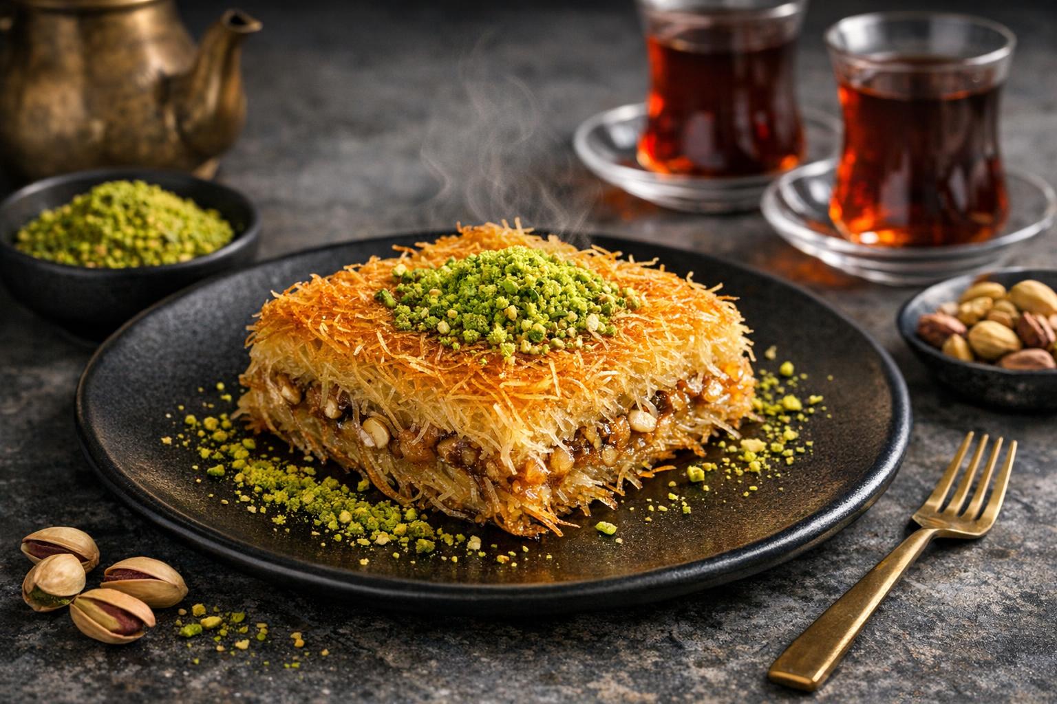 Turkish Shredded Pastry Dessert with Sweet Syrup