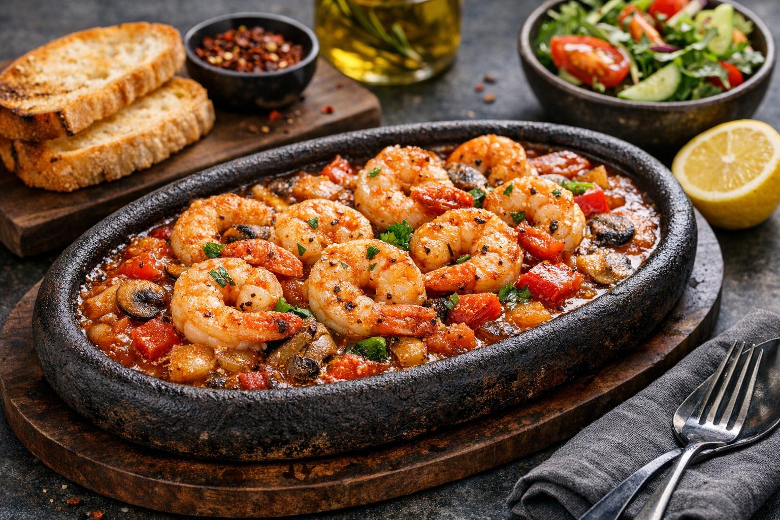 Turkish Shrimp Casserole with Tomatoes and Cheese