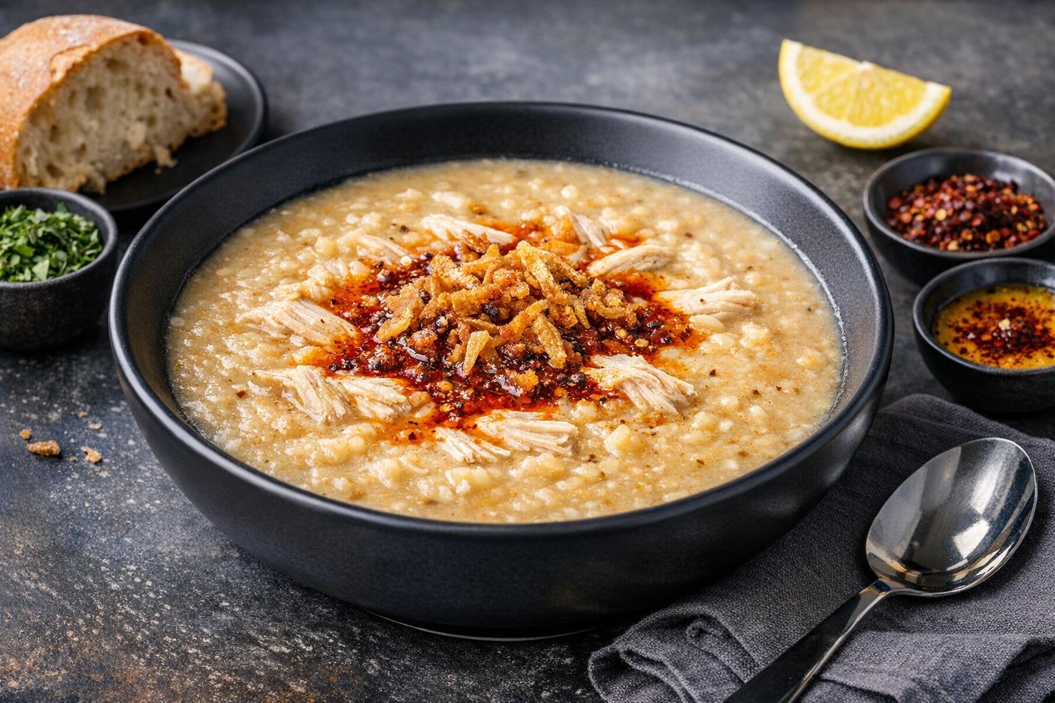 Turkish Keşkek Soup - Hearty Wheat and Meat Stew