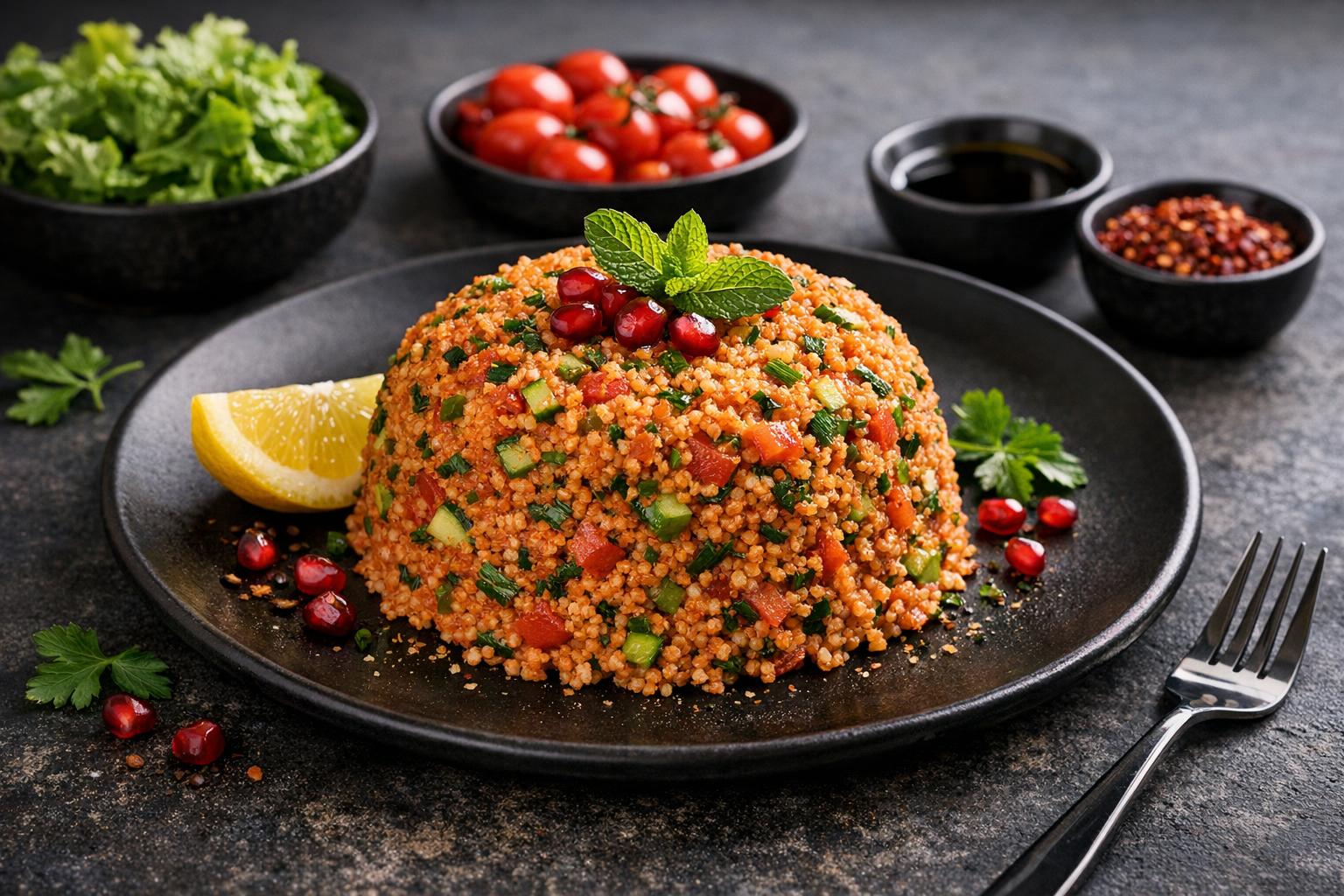 Turkish Bulgur Salad with Fresh Herbs and Pomegranate