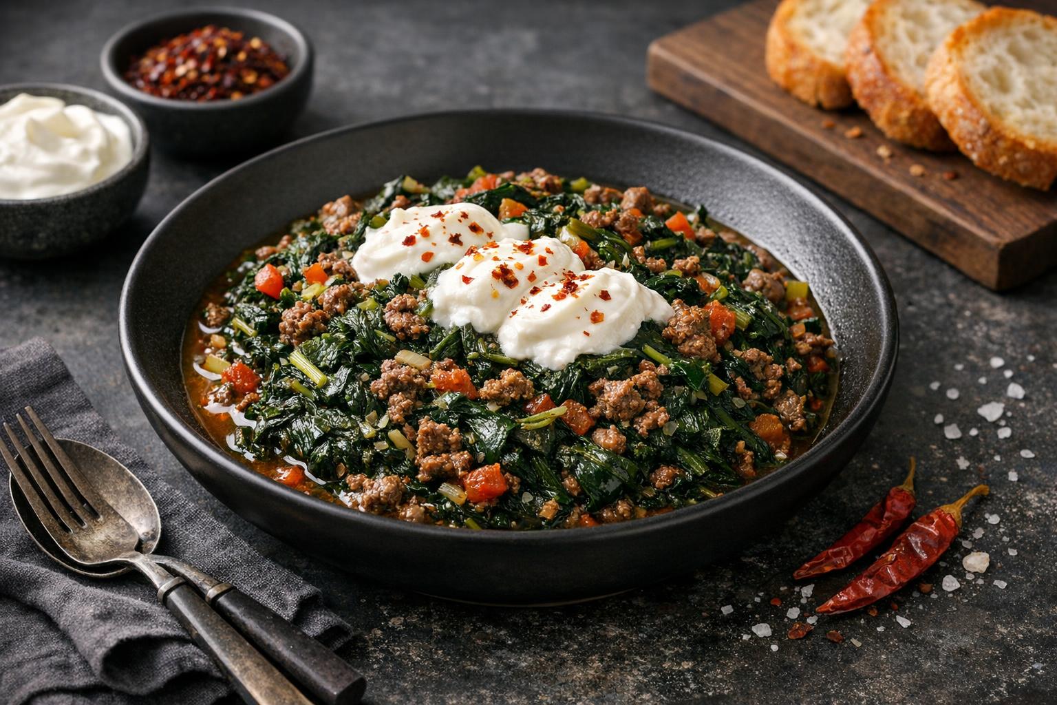 Turkish Spinach with Ground Meat