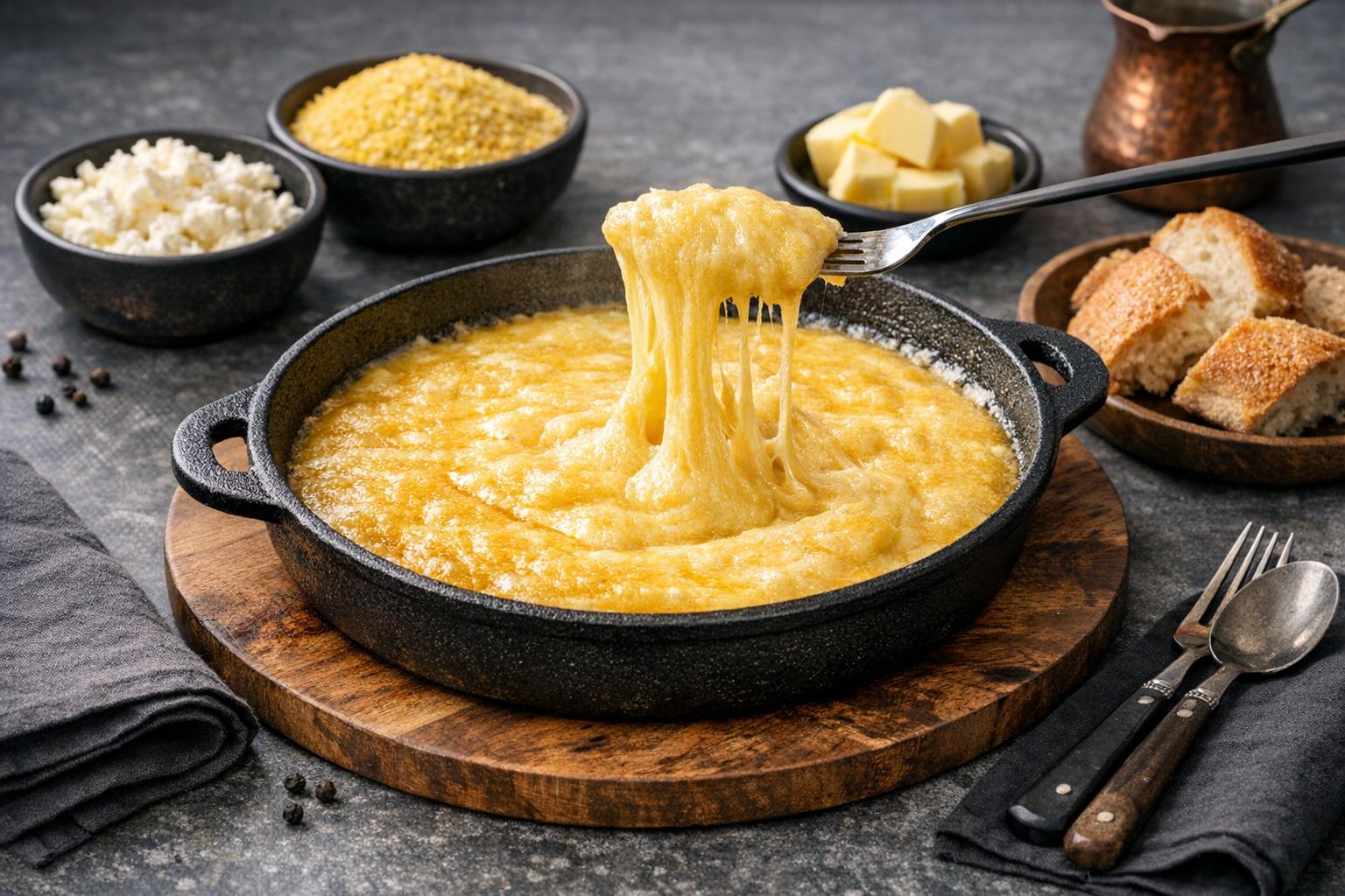 Kuymak - Turkish Cheese Fondue with Cornmeal