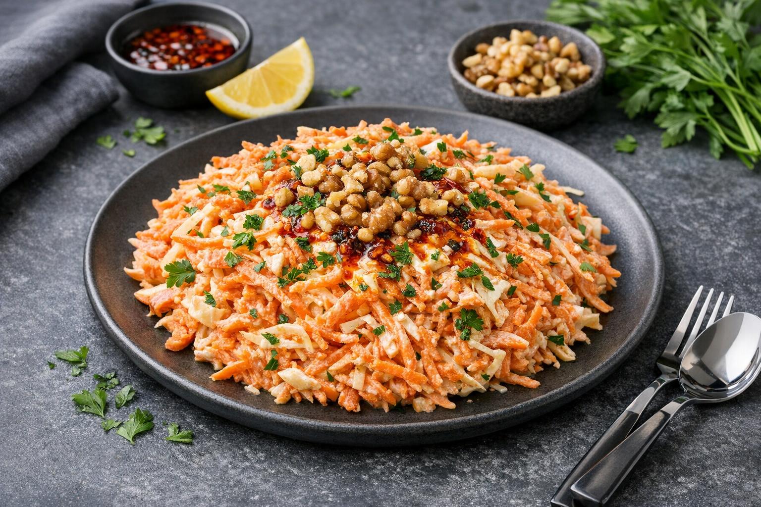 Turkish Cabbage and Carrot Salad with Lemon Dressing