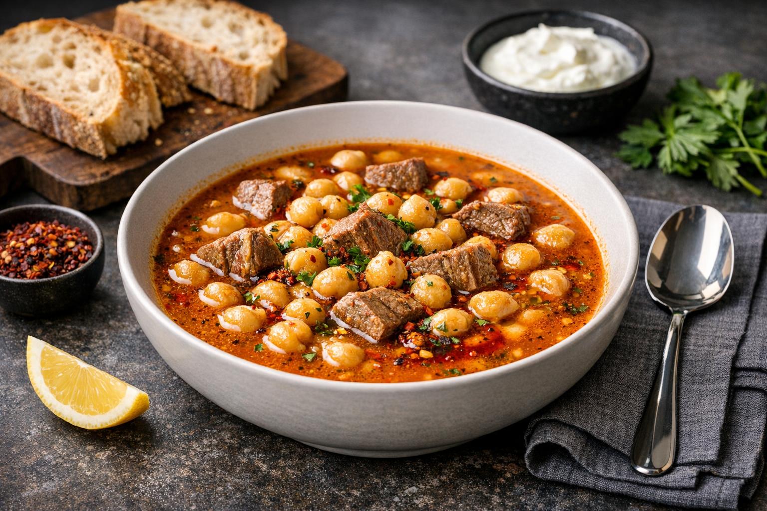 Türkische Lamm-Kichererbsen-Suppe