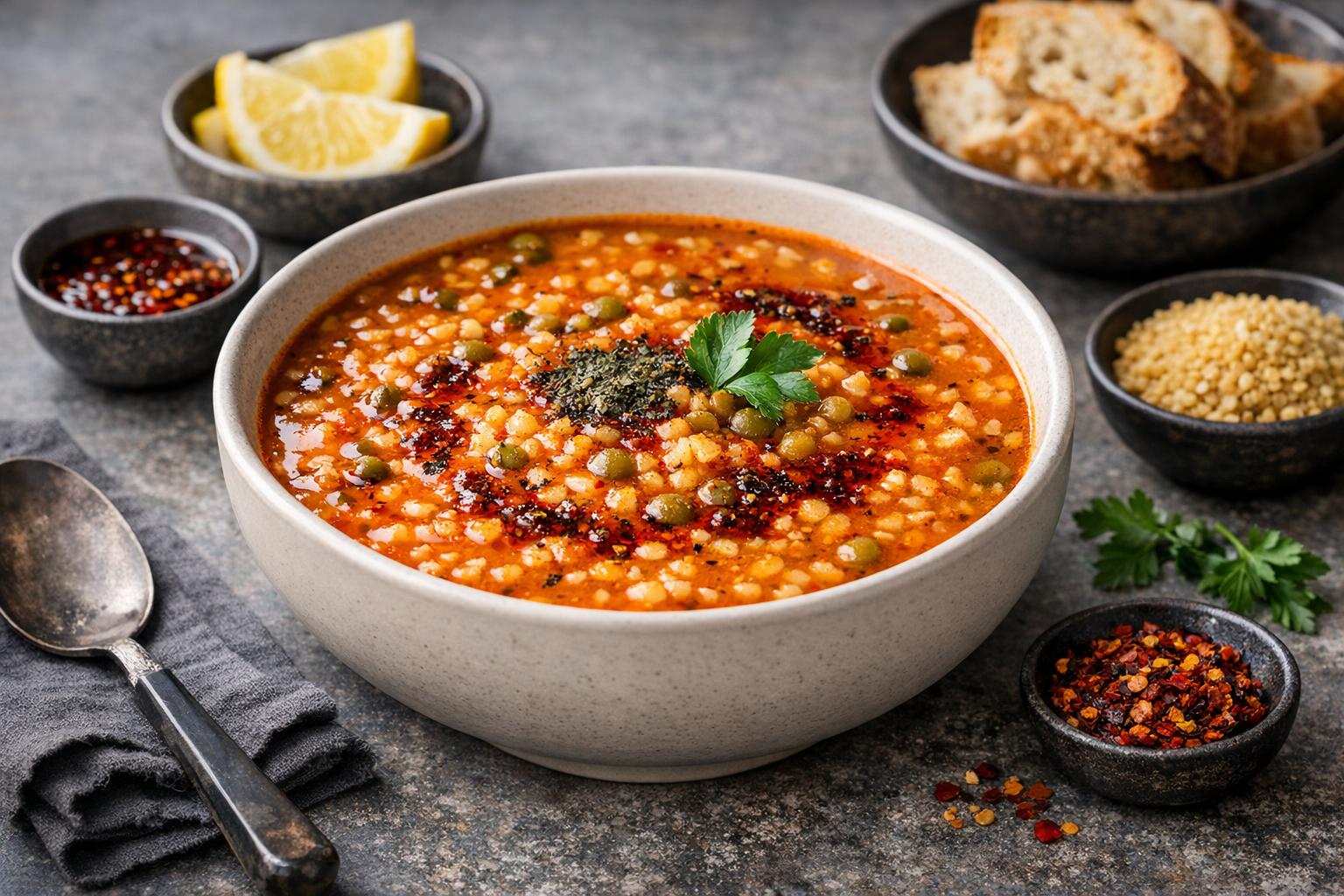 Türkische Linsen-Bulgur-Suppe - Herzhafte Wintersuppe