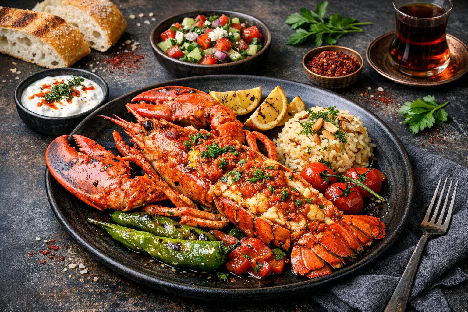 Türkische Hummer mit Tomaten und Gewürzen