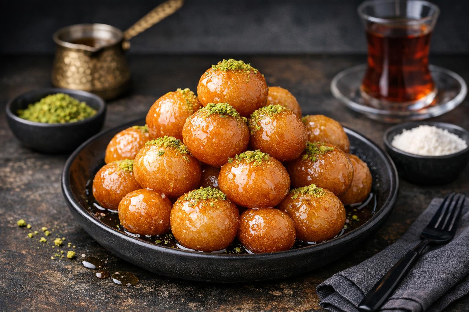 Turkish Lokma - Golden Honey-Soaked Fried Dough Balls