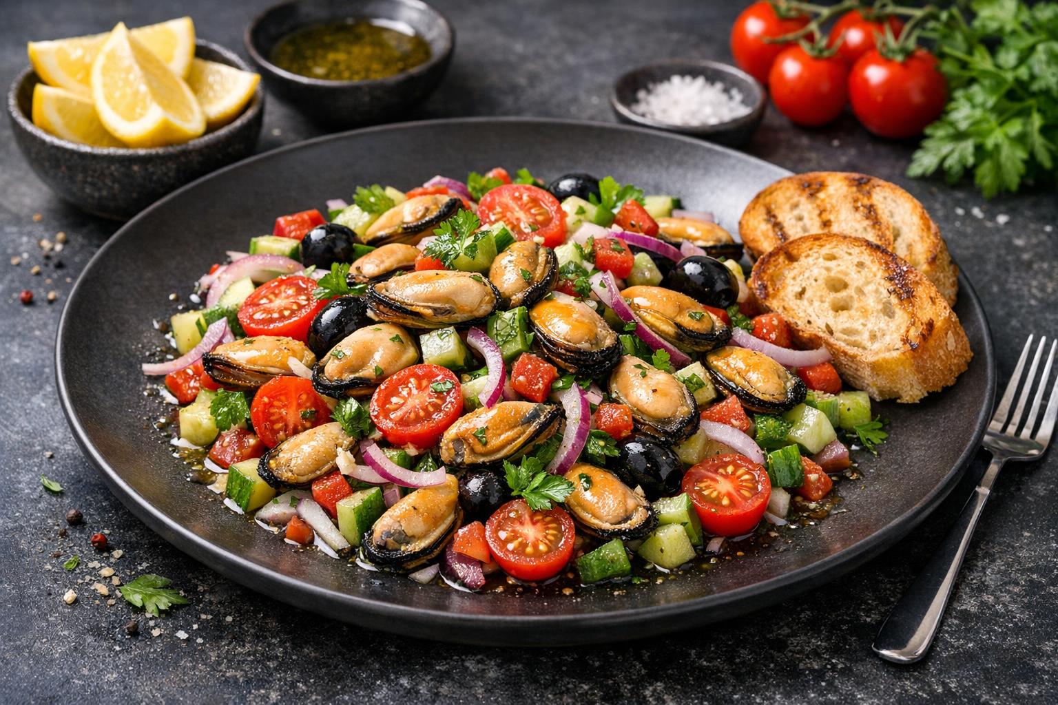 Turkish Stuffed Mussel Salad