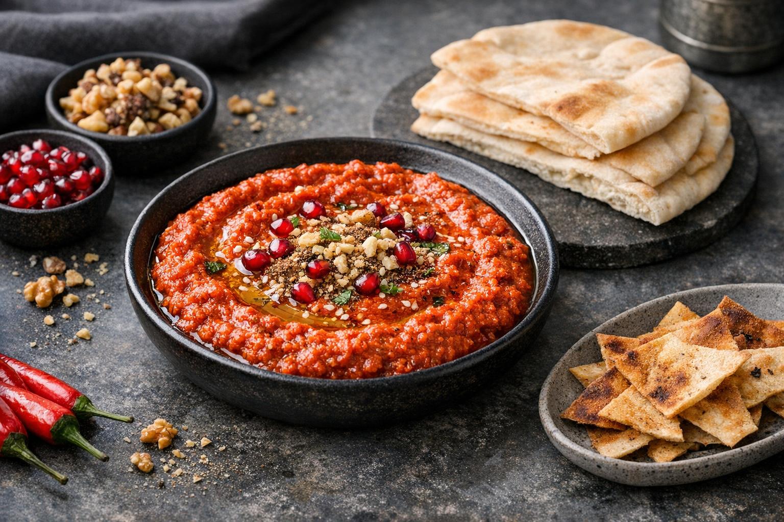 Turkish Muhammara - Spicy Red Pepper and Walnut Dip