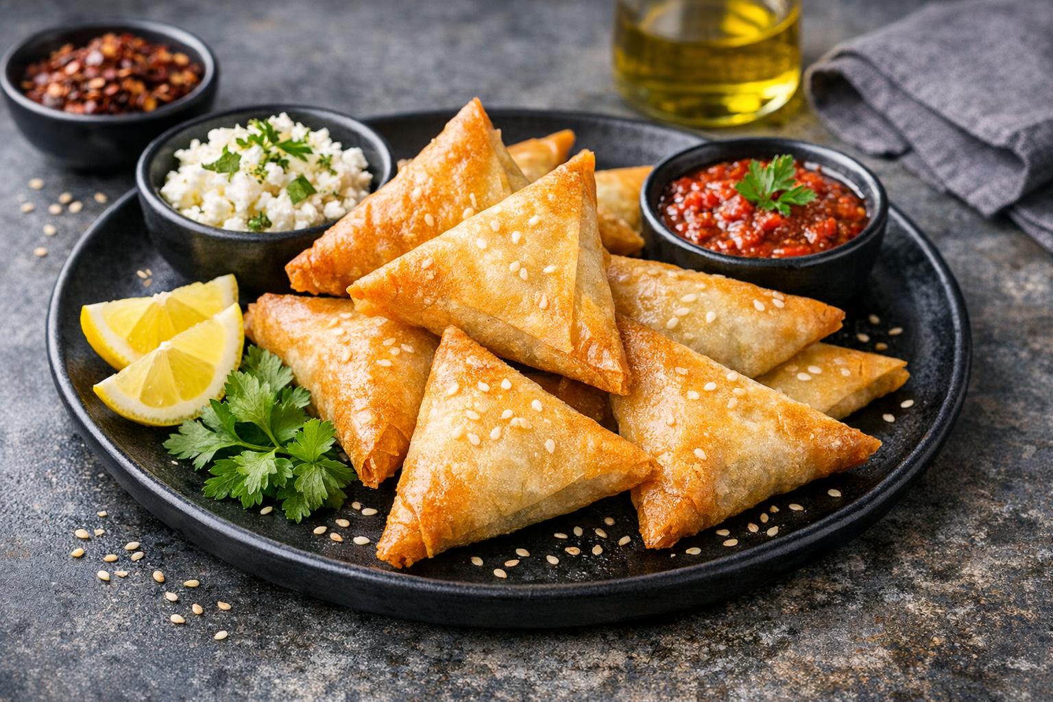 Turkish Muska Böreği - Crispy Phyllo Triangles with Cheese
