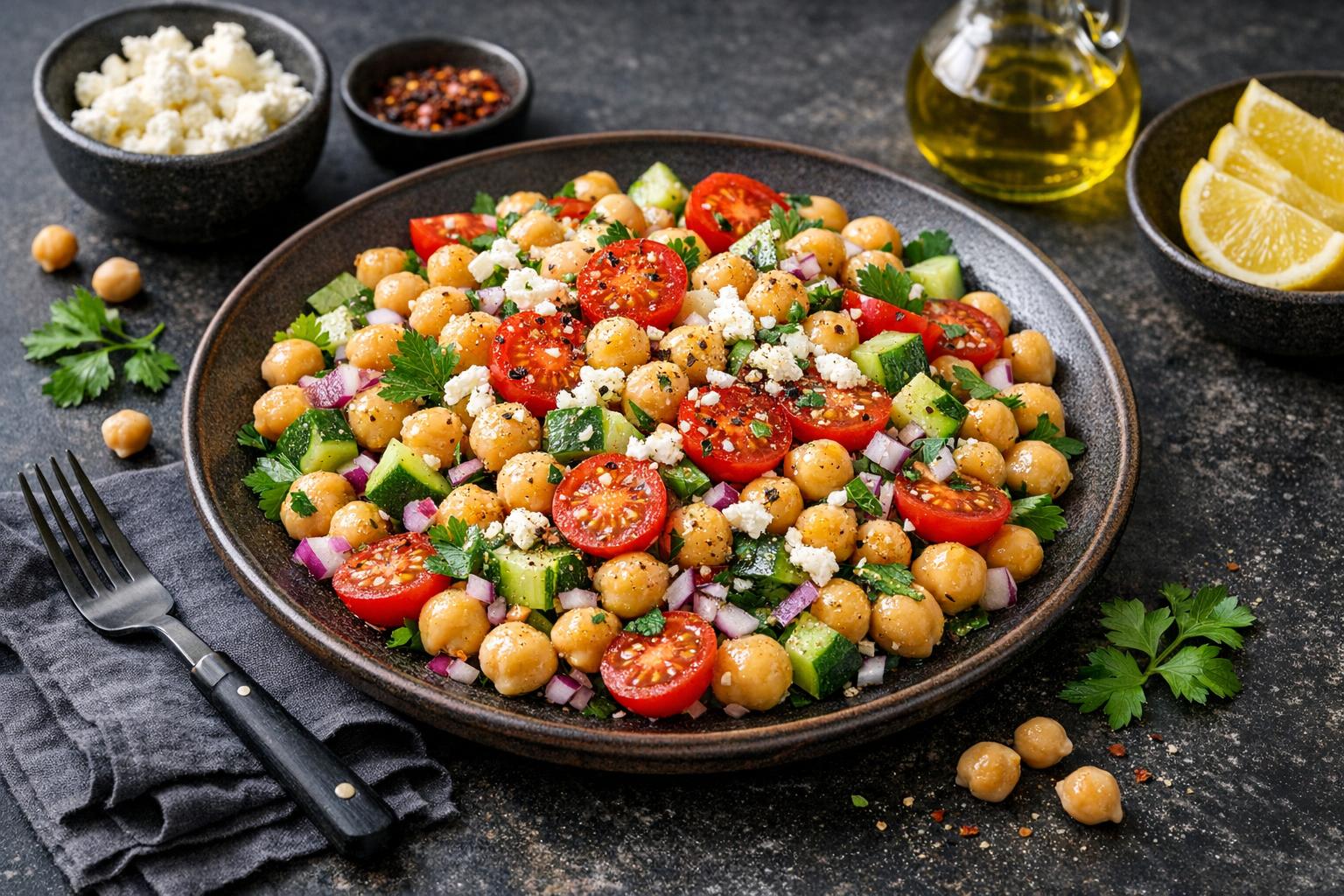 Turkish Chickpea Salad with Fresh Herbs and Lemon
