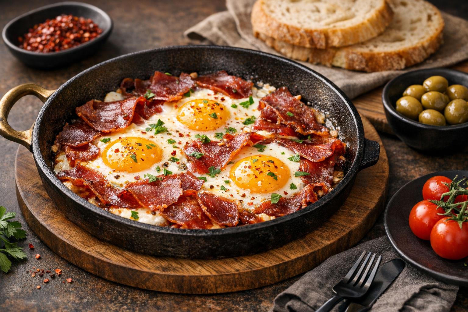 Pastırma-Eier - Türkisches Rührei mit gewürztem Rindfleisch