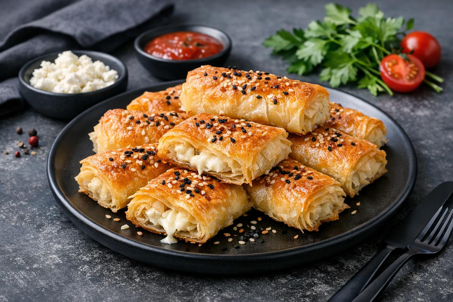 Turkish Cheese Börek - Flaky Phyllo Pastry with Feta