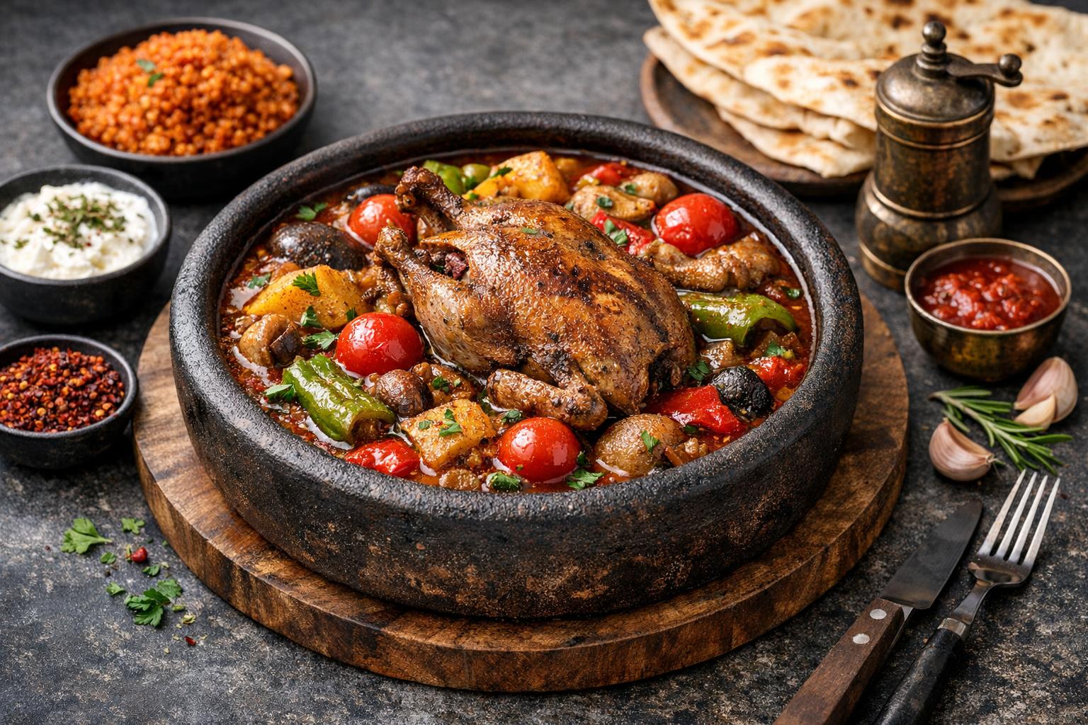 Tauben-Güveç - Traditioneller türkischer Taubeneintopf im Tontopf