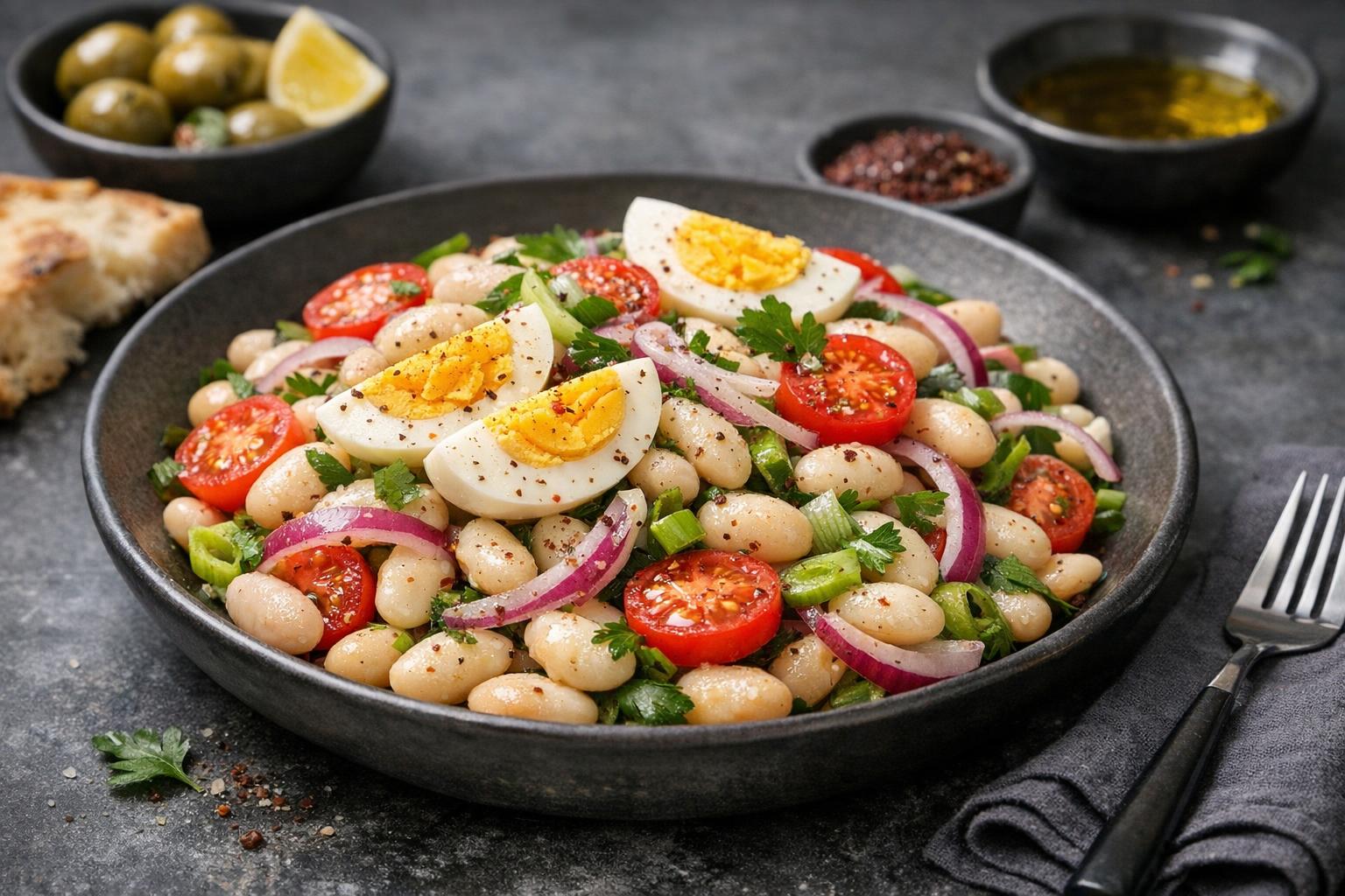 Turkish White Bean Salad with Tahini Dressing