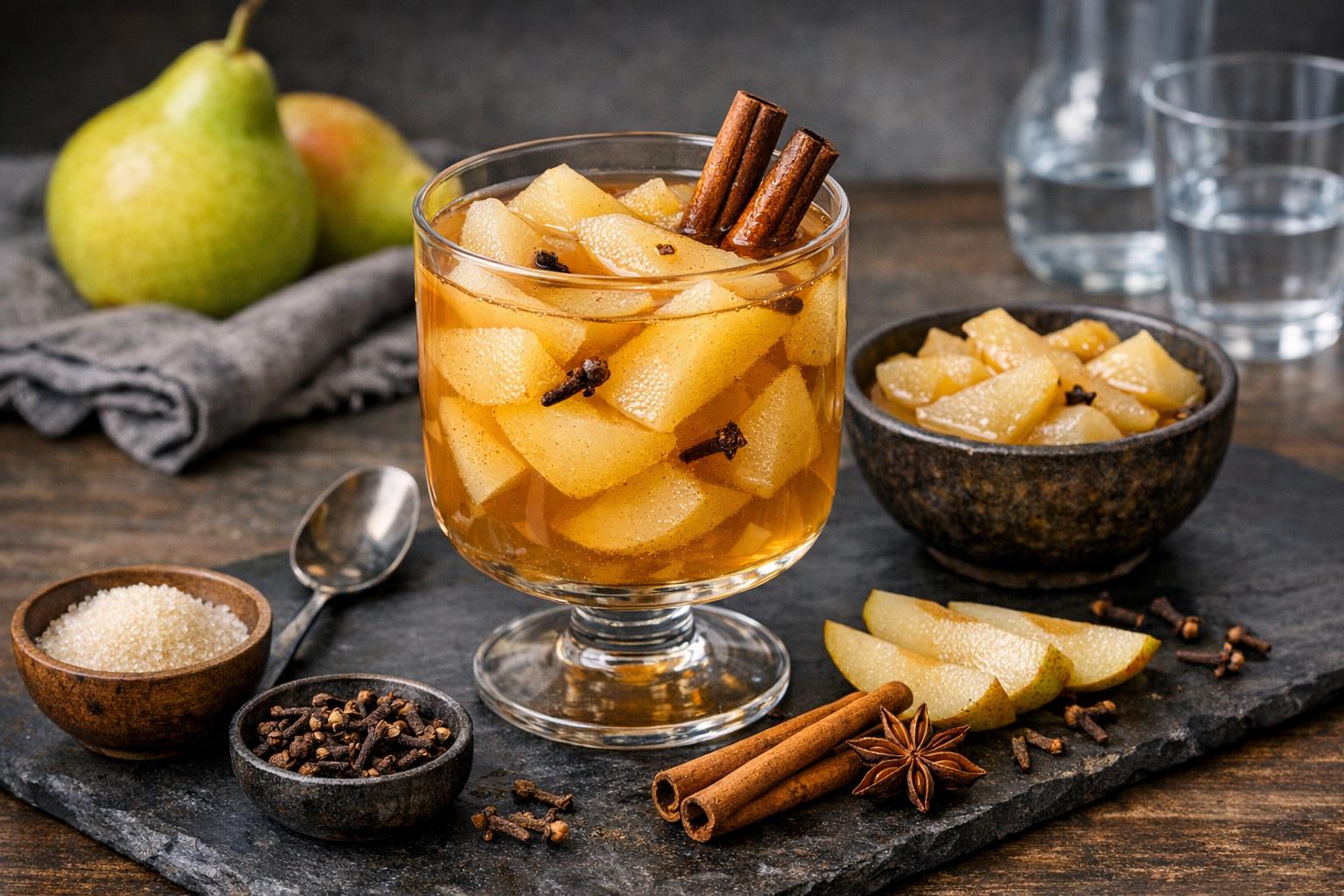 Türkische pochierte Birnen mit Zimt - Tarçınlı Armut Kompostosu