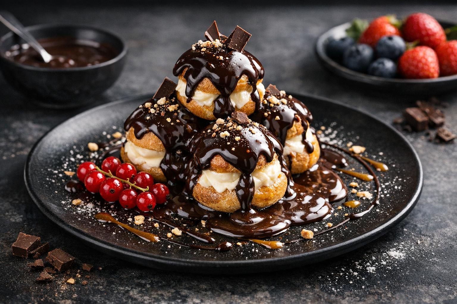 Türkische Profiteroles mit Schokoladensauce