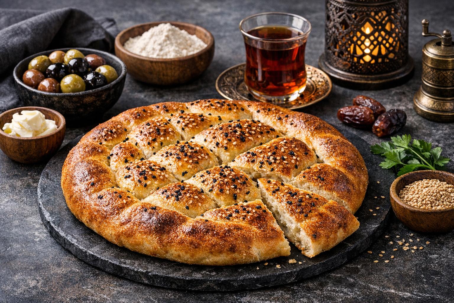 Traditional Turkish Ramadan Pide Bread