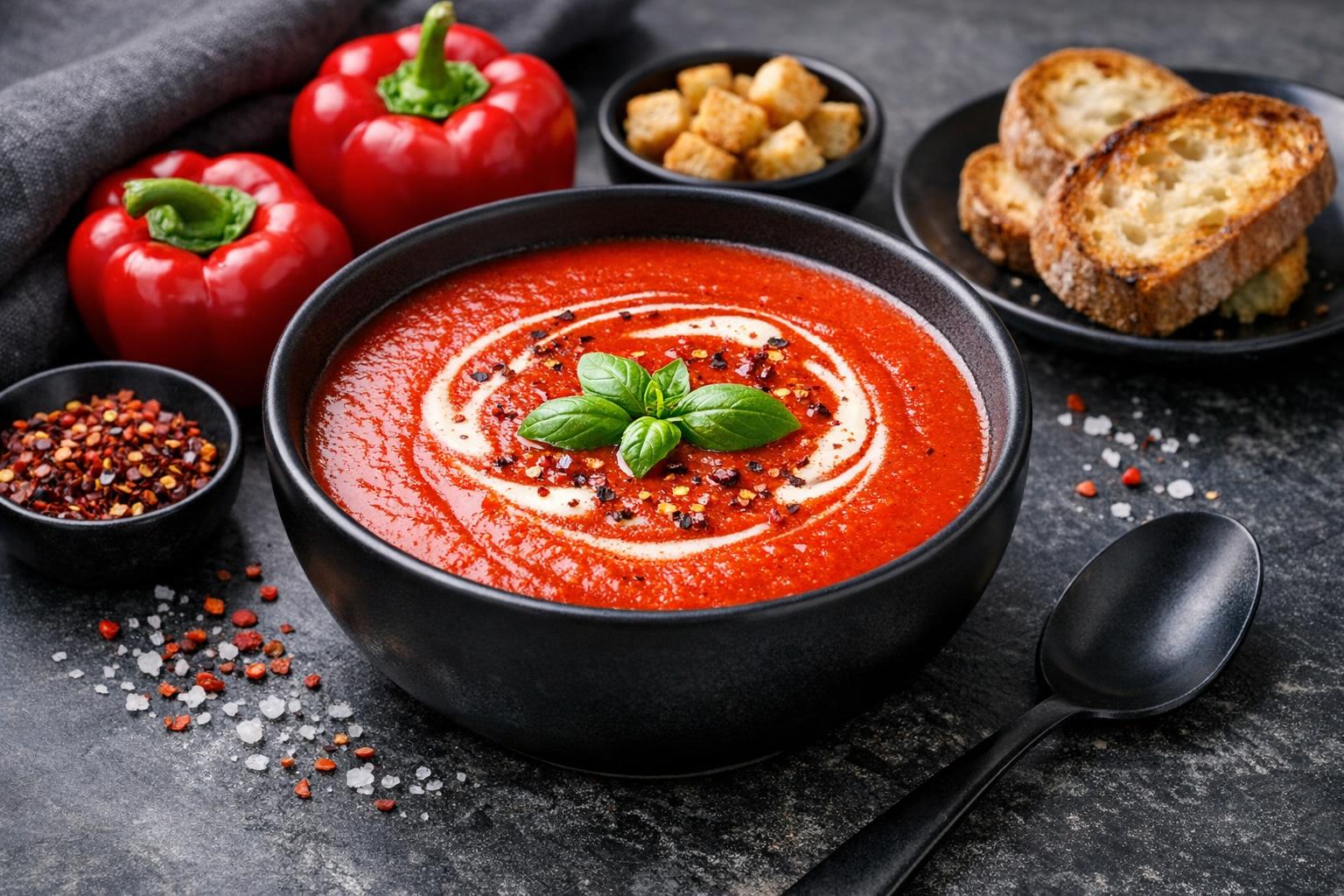 Turkish Red Pepper Soup with Creamy Yogurt