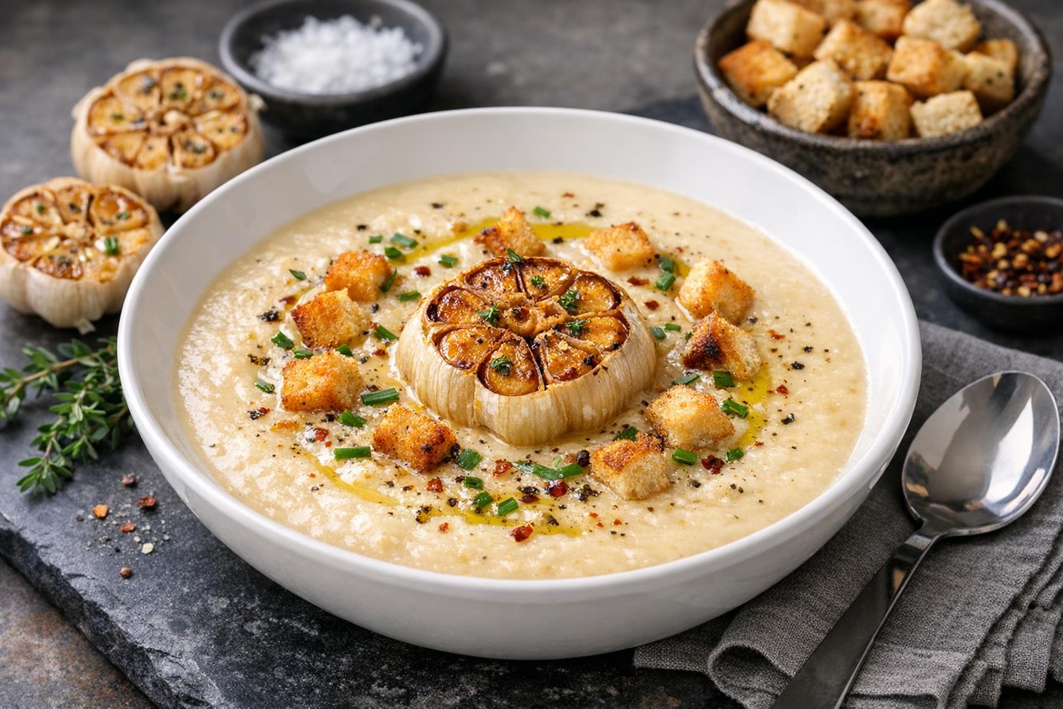 Geröstete Knoblauch-Suppe - Türkische Fırında Sarımsaklı Çorba
