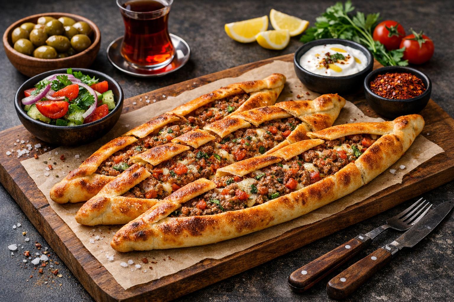 Samsun Pide with Ground Meat and Cheese