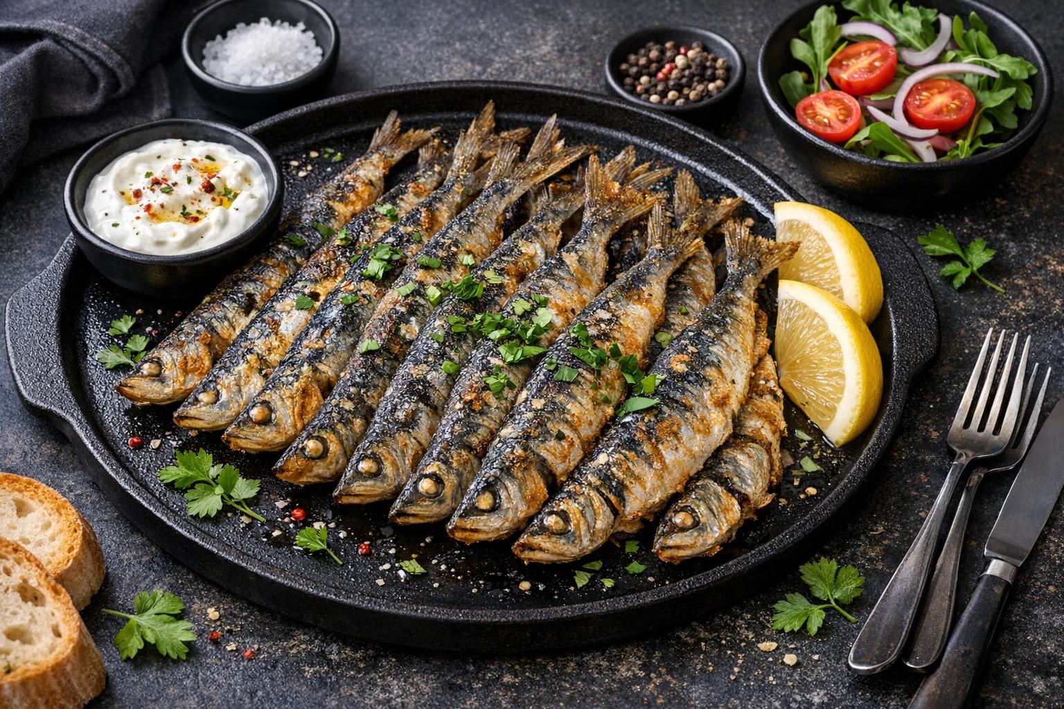 Turkish Sardine Fry with Lemon and Herbs
