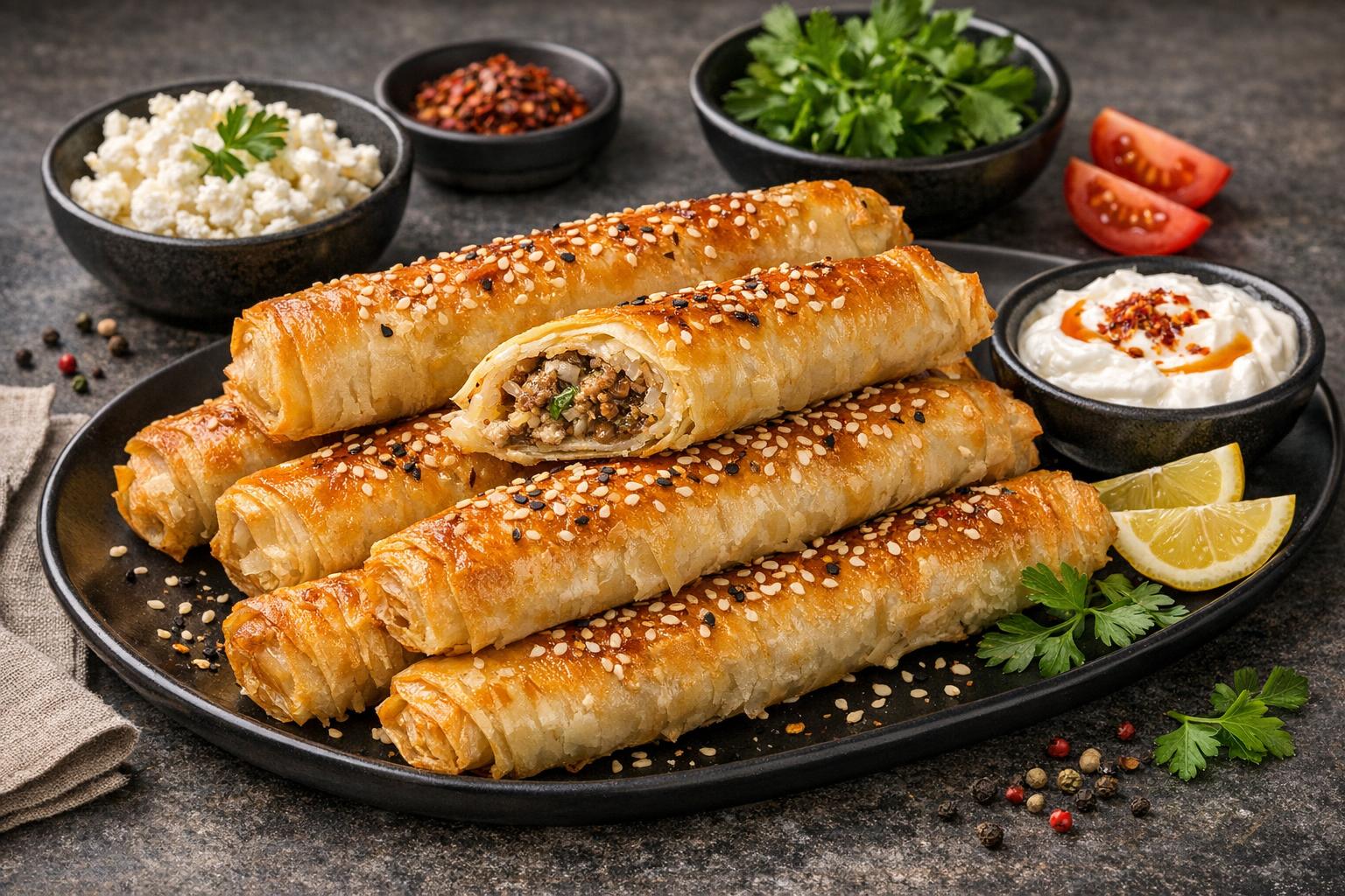 Sarıyer Böreği - Turkish Layered Pastry with Cheese and Herbs