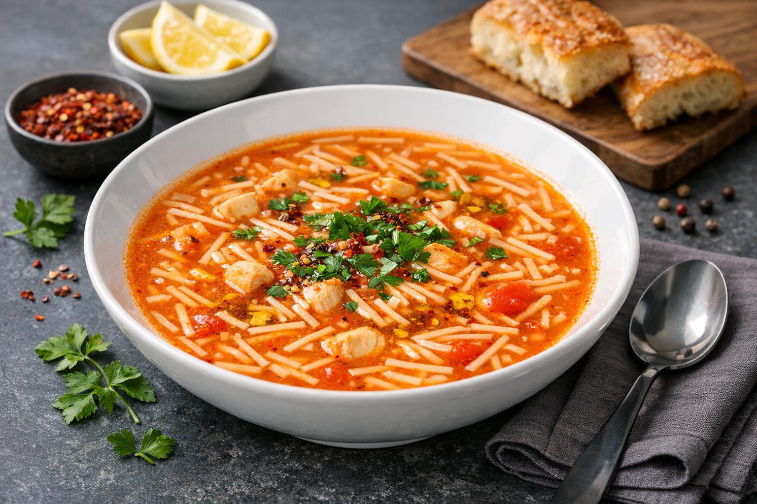 Turkish Vermicelli Soup with Tender Pasta and Rich Broth
