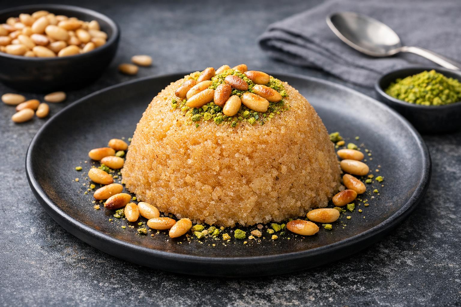 Grießhalva mit Pinienkernen - Türkisches Dessert