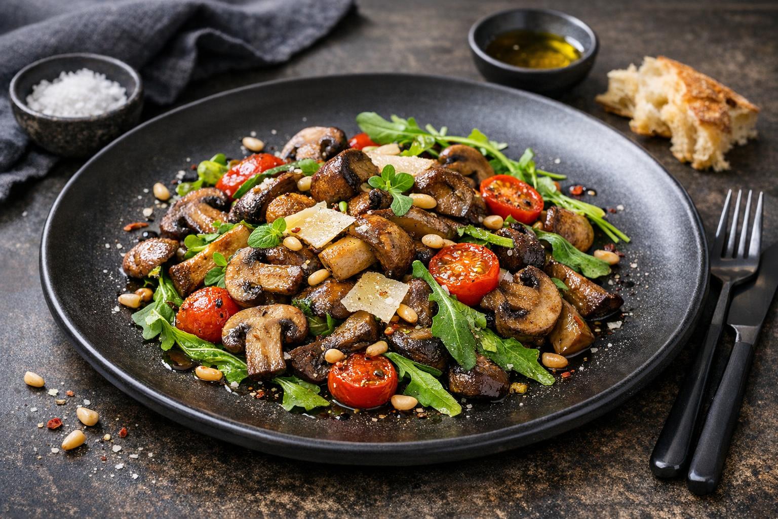Turkish Warm Mushroom Salad with Herbs and Lemon