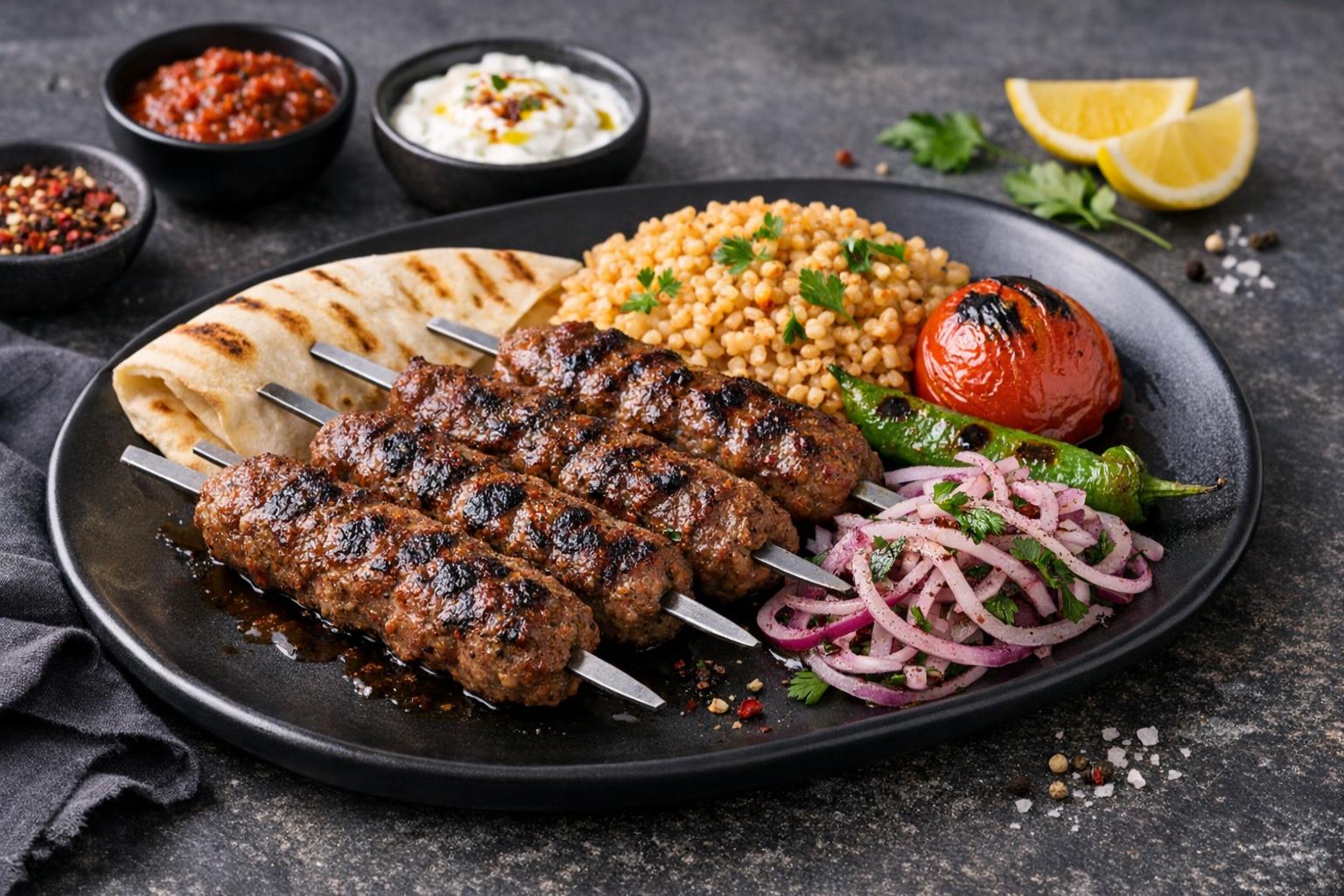 Turkish Grilled Meatball Skewers